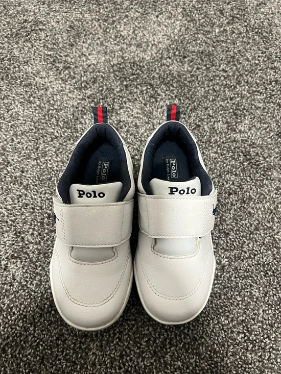 Polo by Ralph Lauren White and Navy Kids Sneakers - Picture 8 of 13